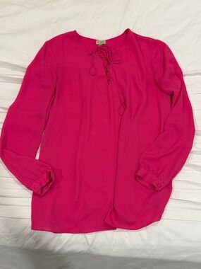 Daniel Cremieux Fuchsia Tie-Neck Blouse